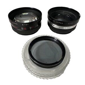 Vintage Yashikor Aux Telephoto & Wide Lens Set Vivitar 55mm Lens Leather Case